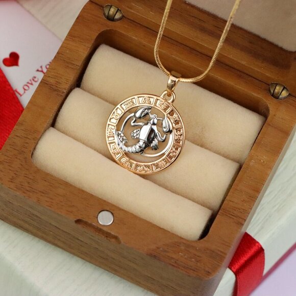 "Rose Gold Cancer Zodiac Pendant with Crab Symbol and Sign Circle, XPPT1448 - Picture 9 of 13